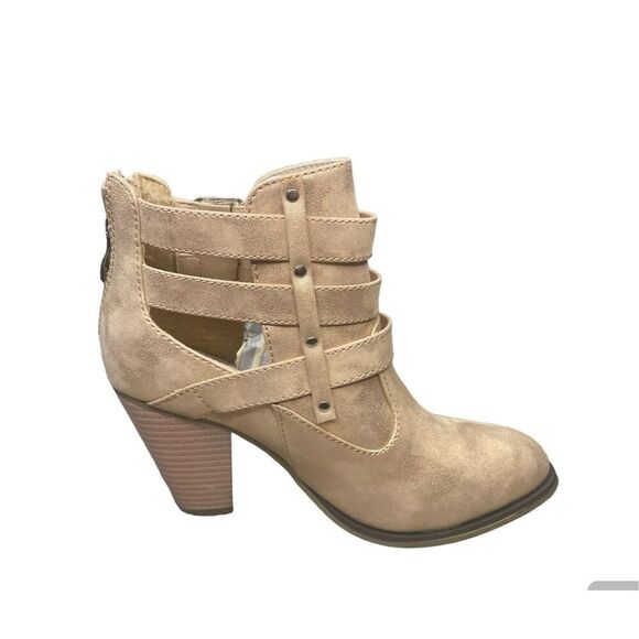 Forever Women's 3 Buckle Ankle Boots, Camila-62, Rose Gold, Block Heel , size 5M - Picture 2 of 7